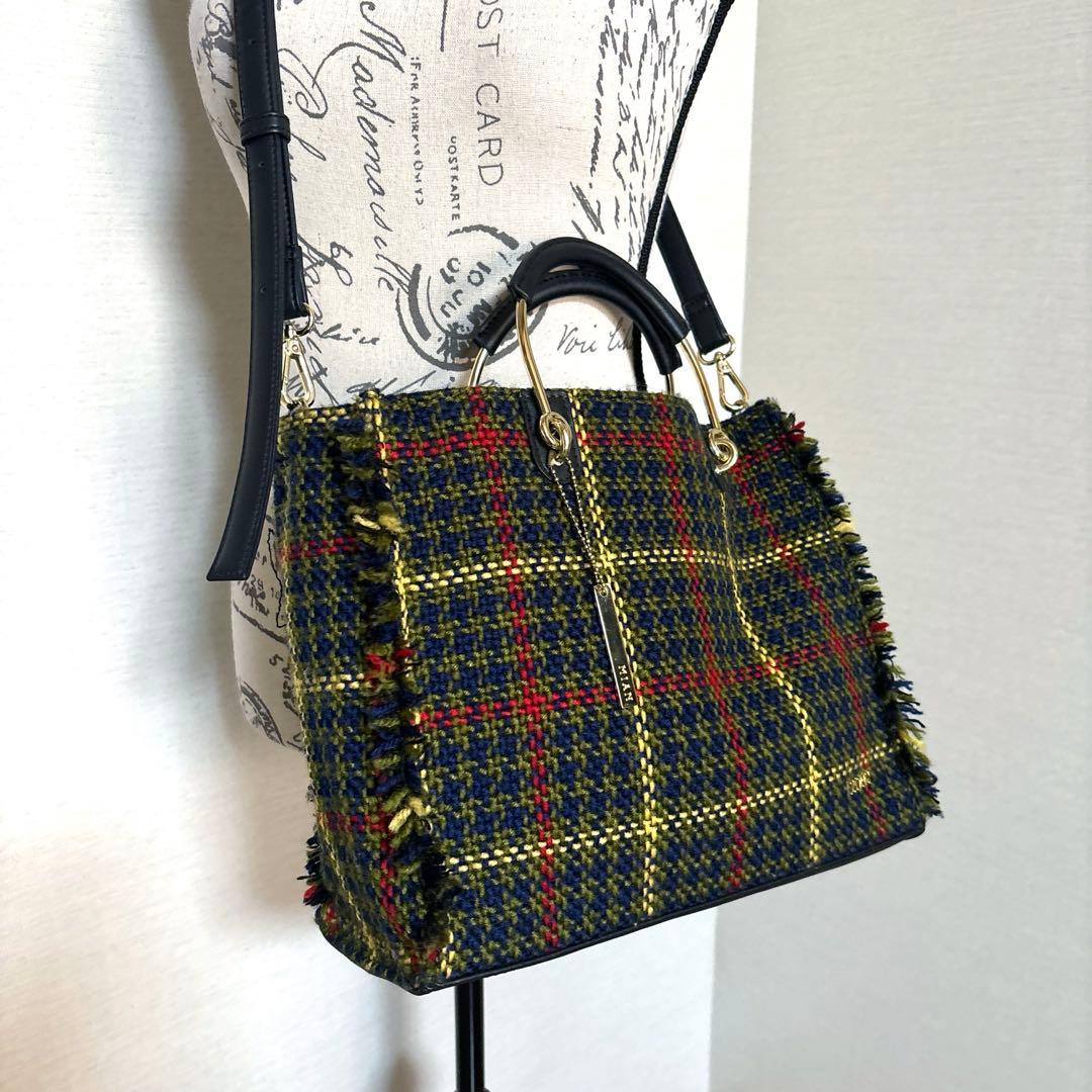 MIAN チェック ツイード チェック デザイン ショルダーバッグ - メルカリ