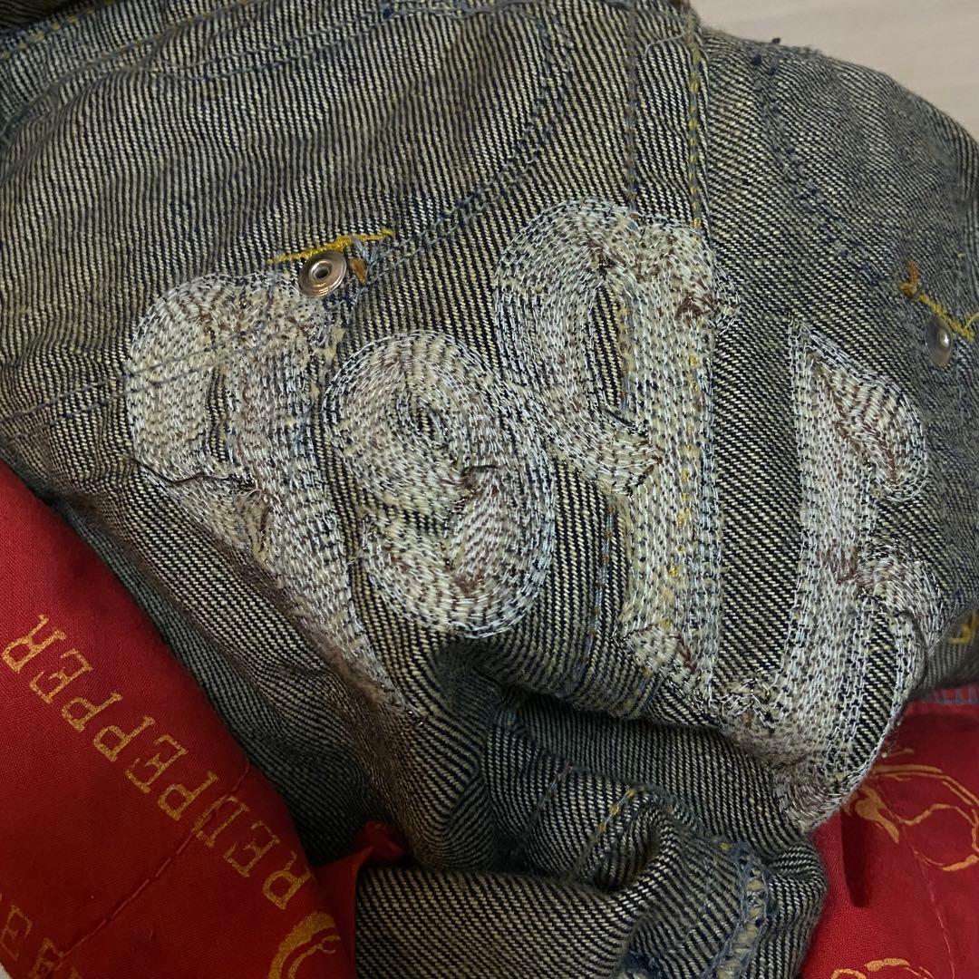 レッドペッパー フレア デニム 24 インディゴ 刺繍 スタッズ y2k 平成