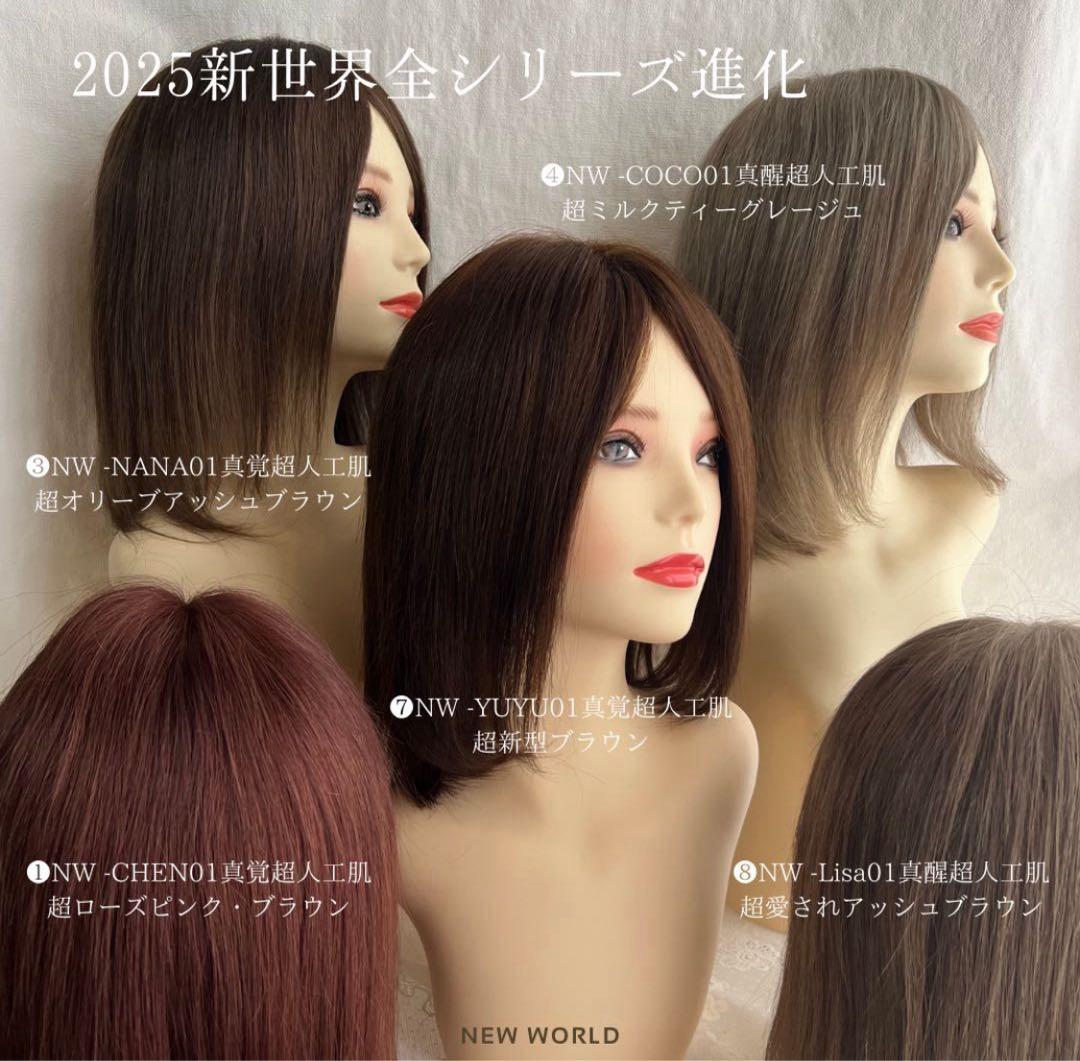 2025新世界人毛ウィッグフルウィッグシルクスキン医療ウィッグレミー