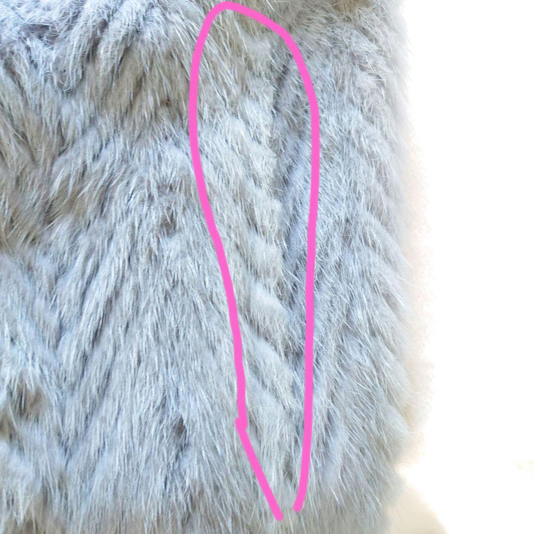 ラビット毛皮ライトブルー ヘリンボーンコートラパン外国製うさぎのハ