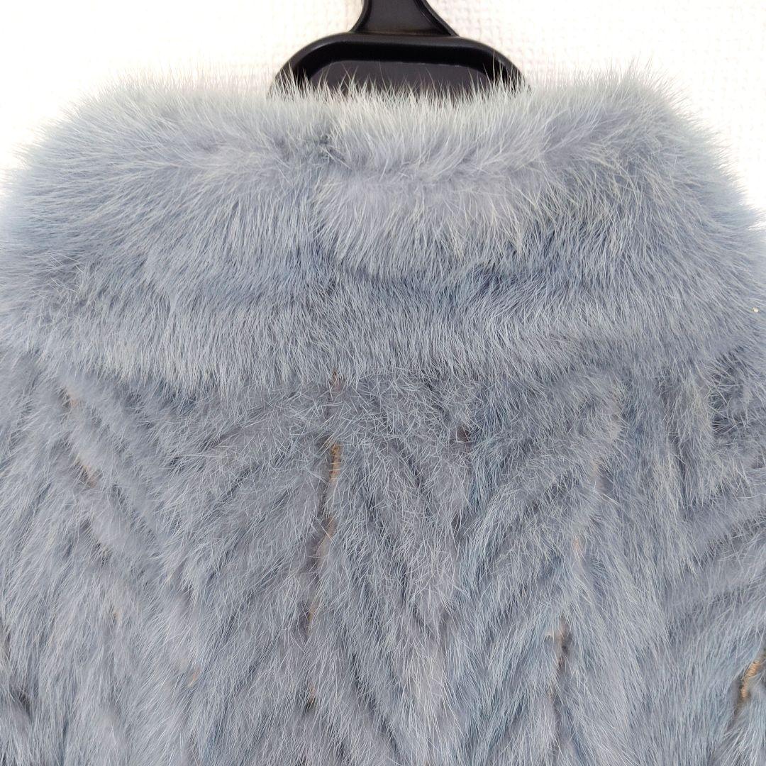 ラビット毛皮ライトブルー ヘリンボーンコートラパン外国製うさぎのハ