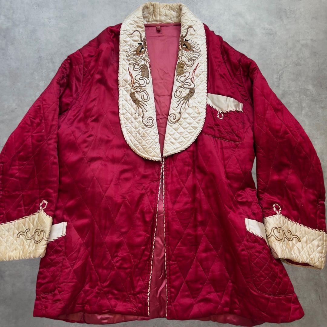 50s スカガウン 龍 サテン スーベニア ジャケット ヴィンテージ スカジャン