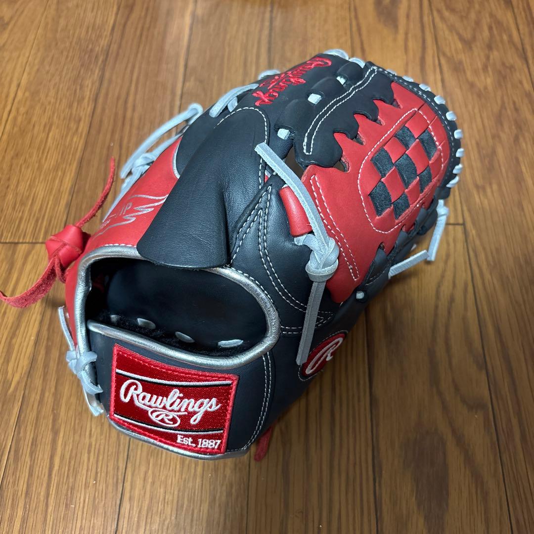 ローリングス 軟式 投手用 ネイビー/スカーレット ローリングス 軟式グラブ 投手ピッチャー用 ハイパーテックカラー