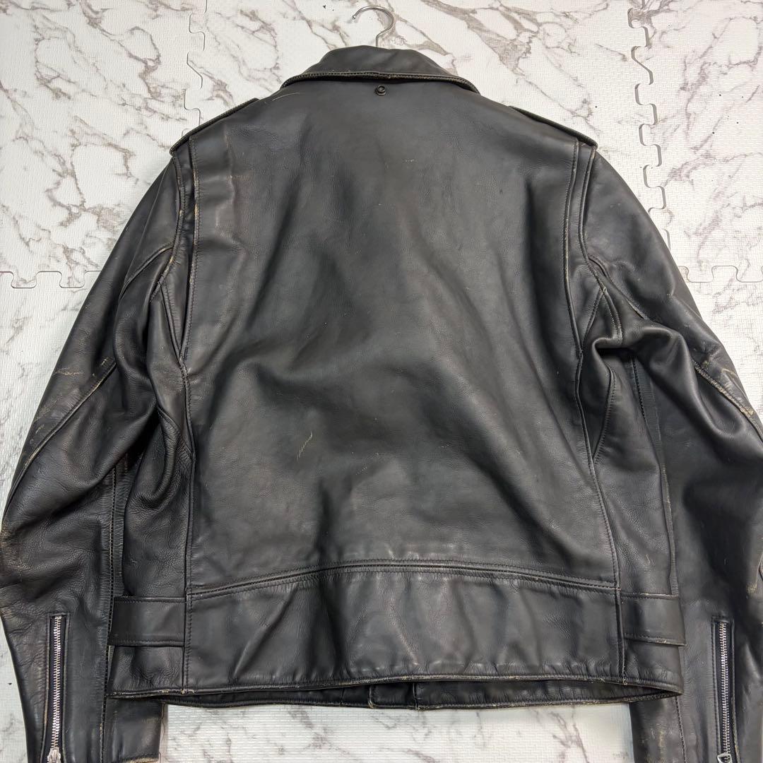 XL/使用数回✨【米国製】schott 110周年 ダブルライダース 黒 牛革