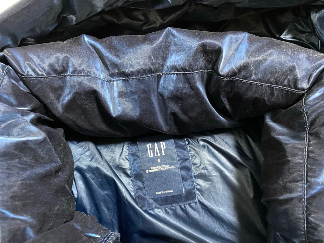 GAP ギャップ プリマロフトダウン ダウンジャケット ネイビー 光沢 S