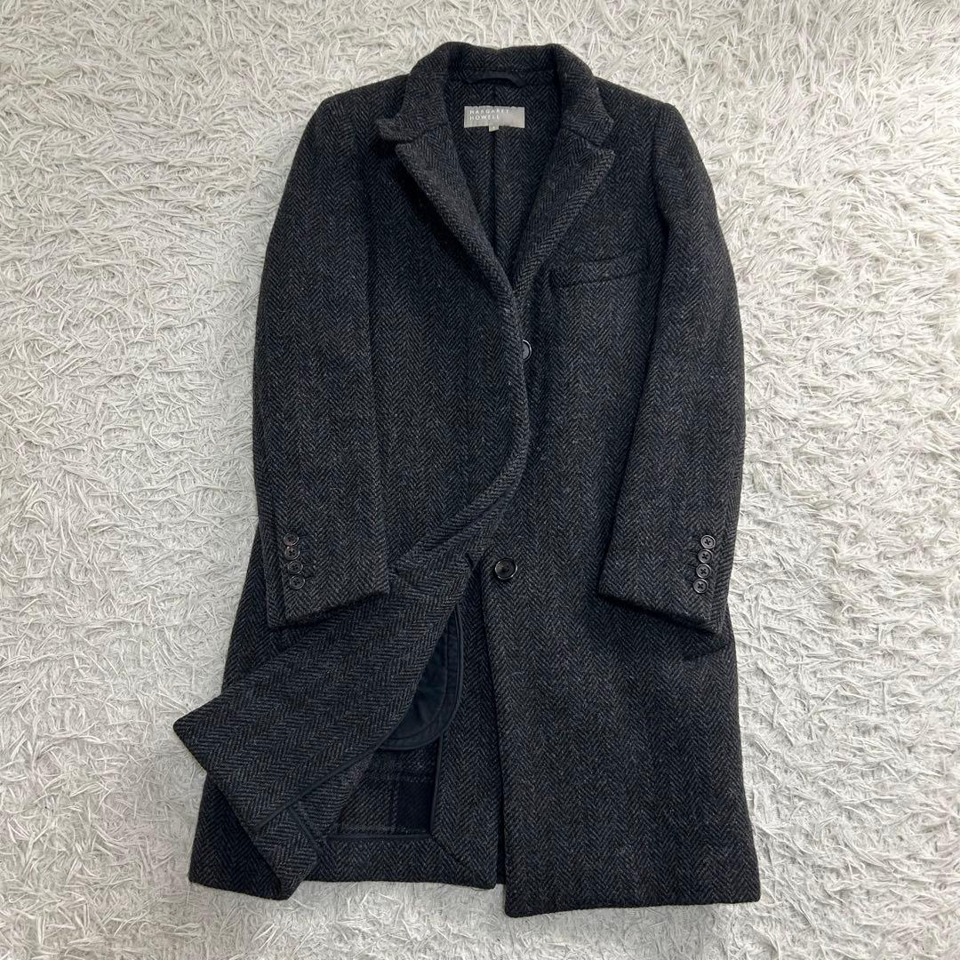 16600✨マーガレットハウエル ヘリンボーン チェスターコート 比翼ボタン
