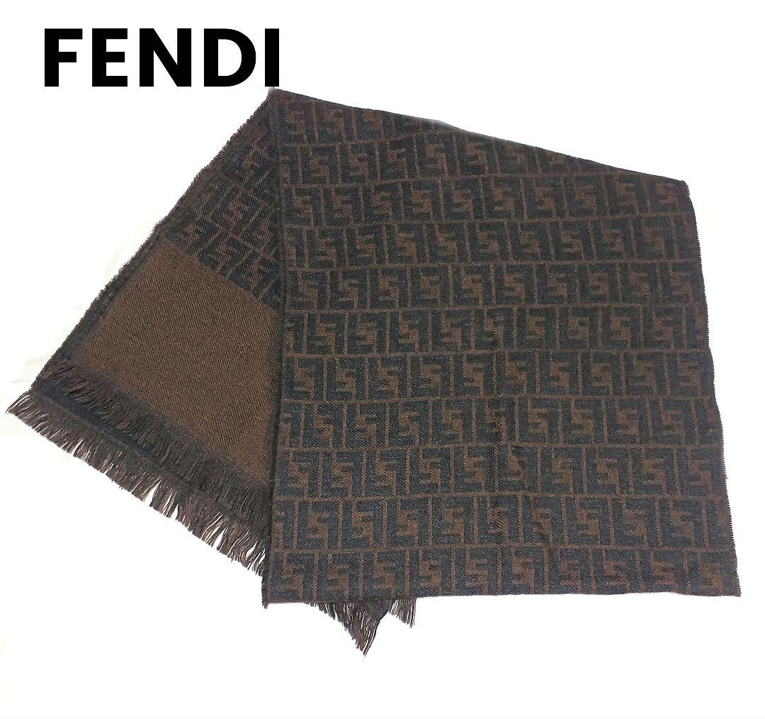 フェンディ FENDI マフラー・ストール(ブラウン×ブラック/ズッカ柄