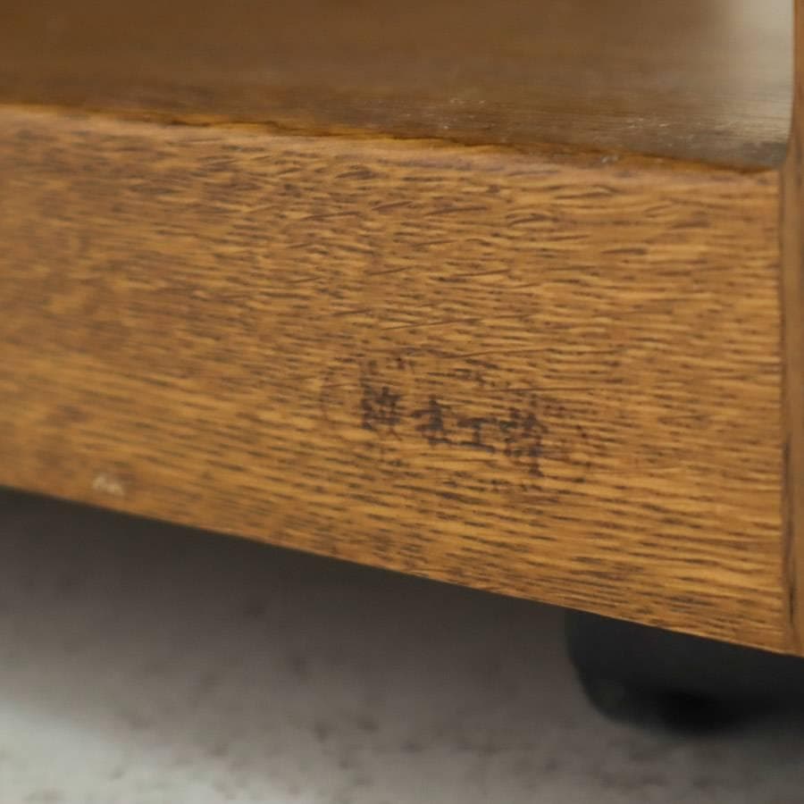 値下浜本工芸 キッチンワゴン サイドテーブル キャスター4輪 オーク 棚