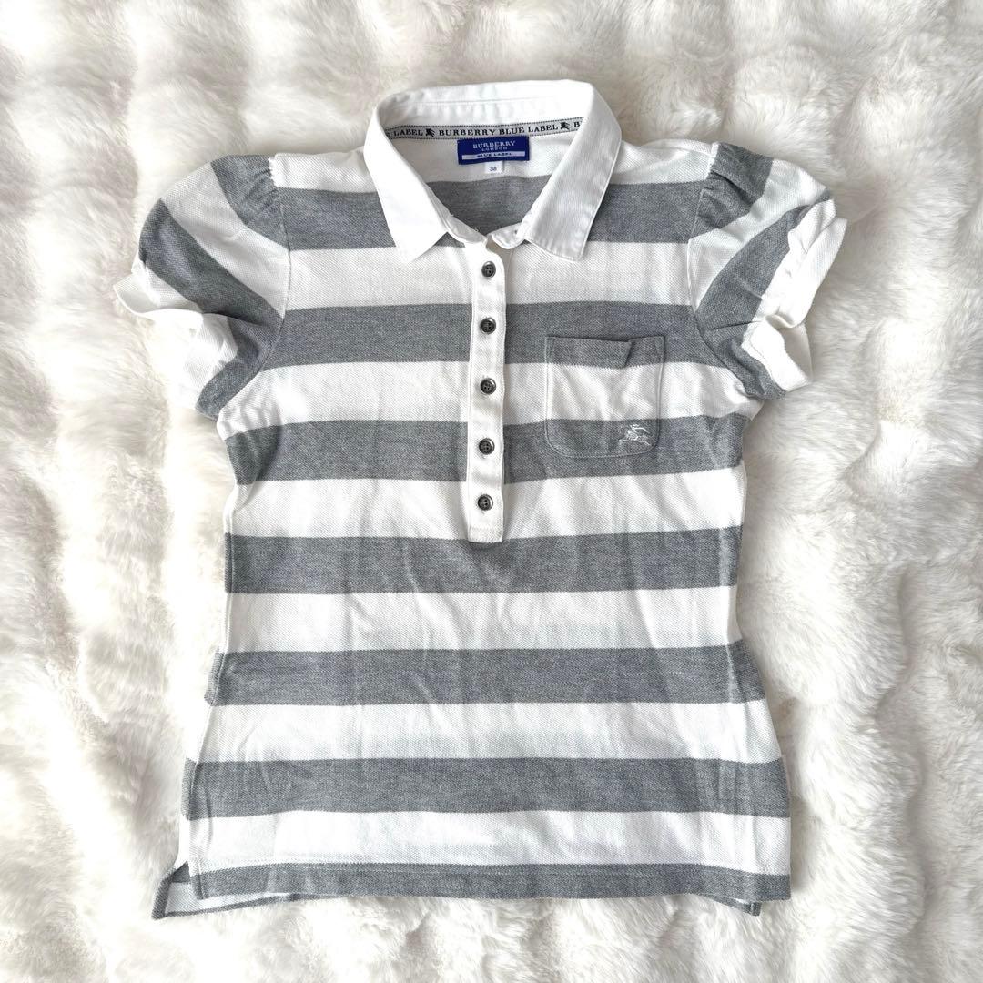 美品 BURBERRY BLUE LABEL 半袖ポロシャツ ボーダー 38 - メルカリ