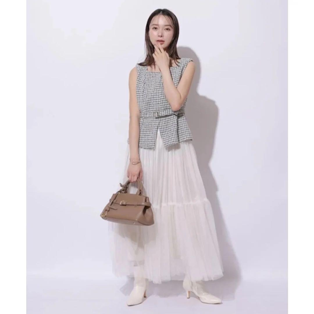 新品 タグ付き Mystrada ジレドッキングワンピース 特殊ホワイト