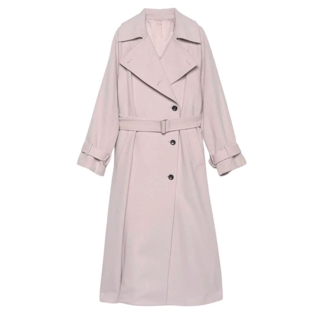 新品未使用タグ付 anuans ウールトレンチコート ピンク アニュアンス anuans ウールトレンチコート （PINK） -アウトレット