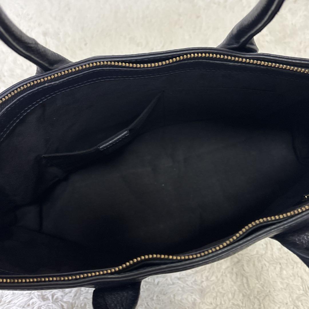 美品 ハッシュタグ トートバッグ シボ革 A4 自立 ダークネイビー 肩