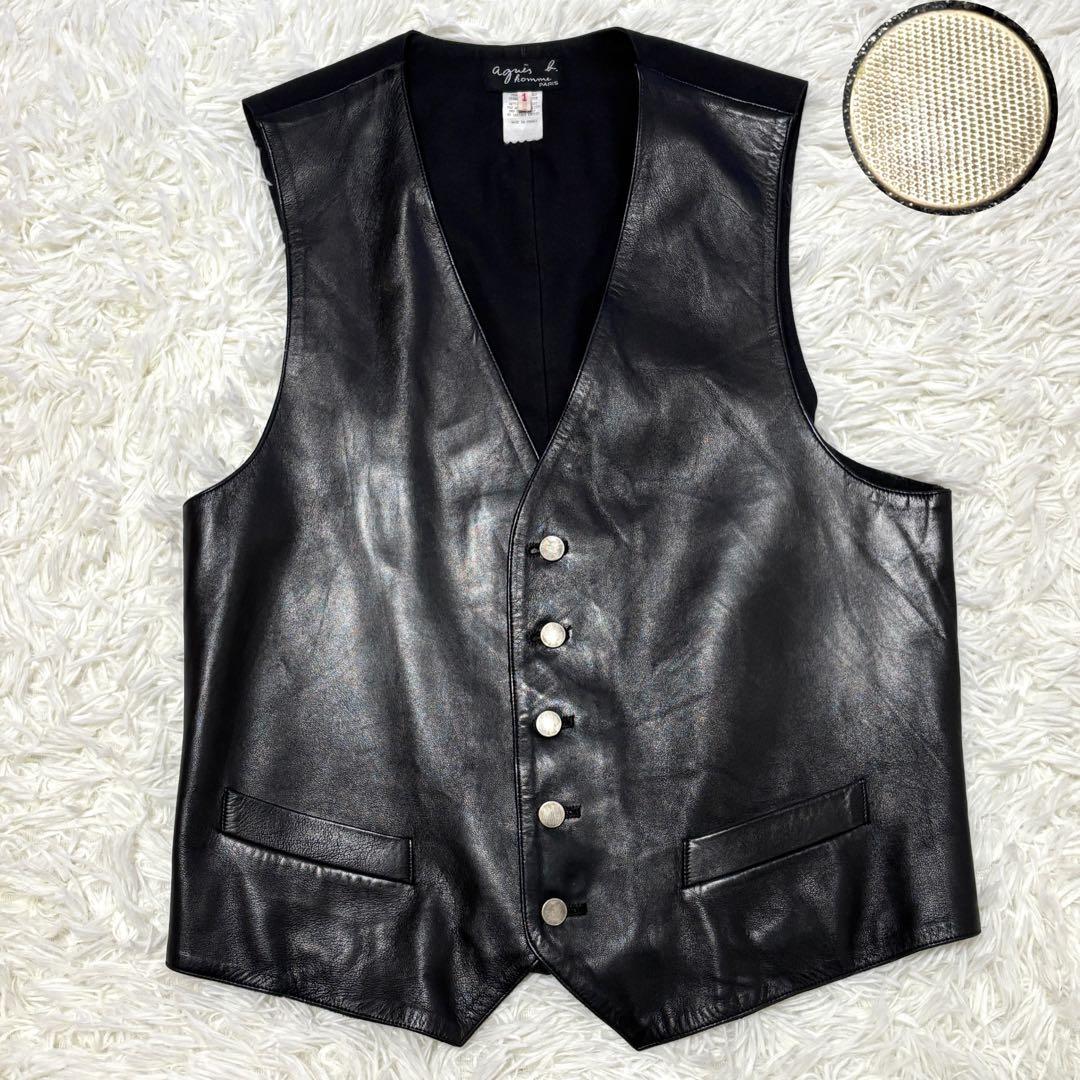 【極美品】本革リアルレザー 銀ボタン アニエスベー ジレベスト 光沢ブラック黒 2026年最新】Agnes b ベストの人気アイテム - メルカリ