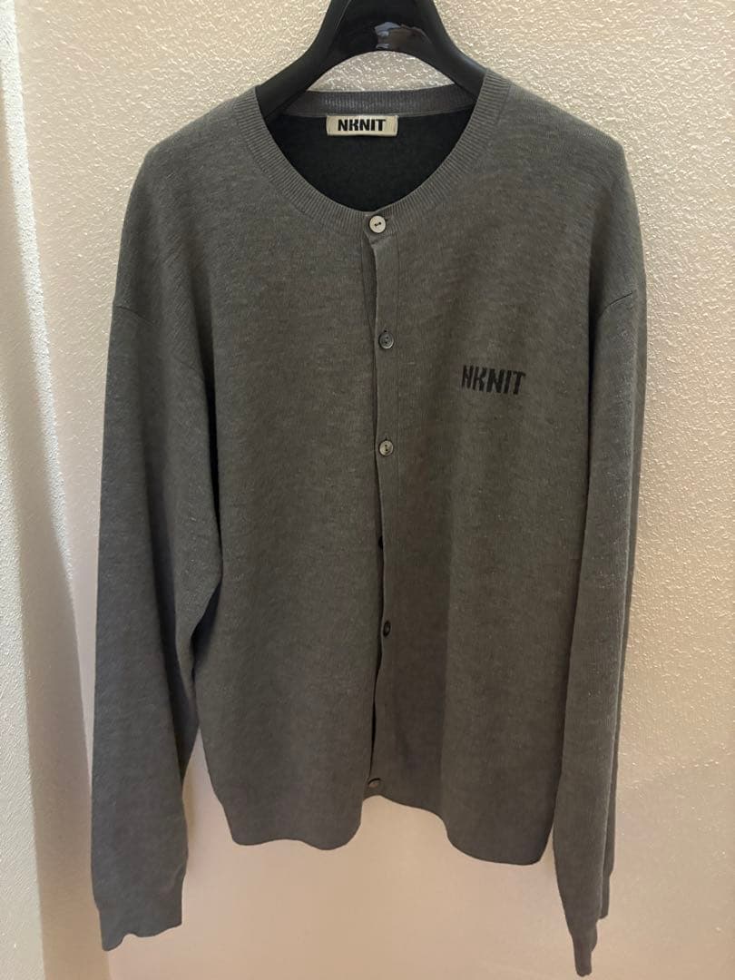 NKNIT logo ンニット ニット カーディガン グレー ロゴ - メルカリ