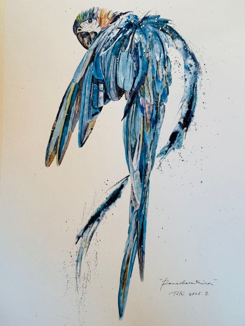 原画 残響 青 額付き ac9db7f1f123bbfe509359b78d0d1e