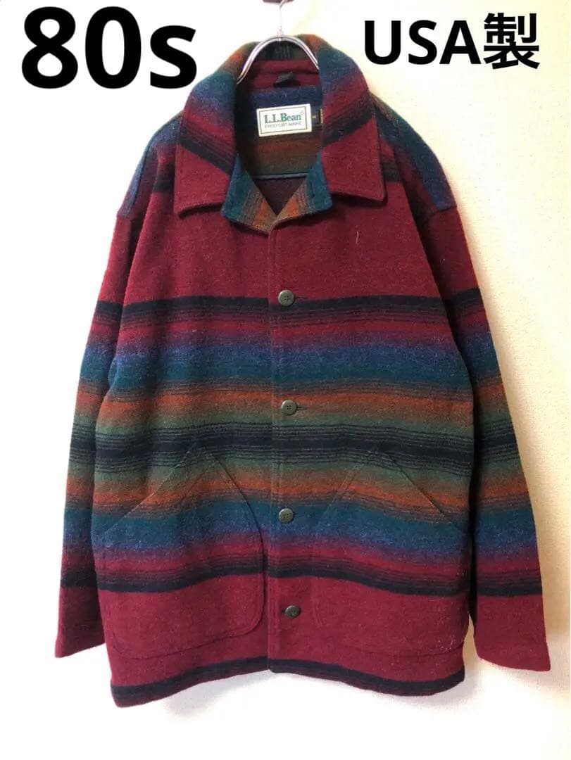 名作80sUSA製l.l.beanエルエルビーン ネイティブ柄ウールジャケット