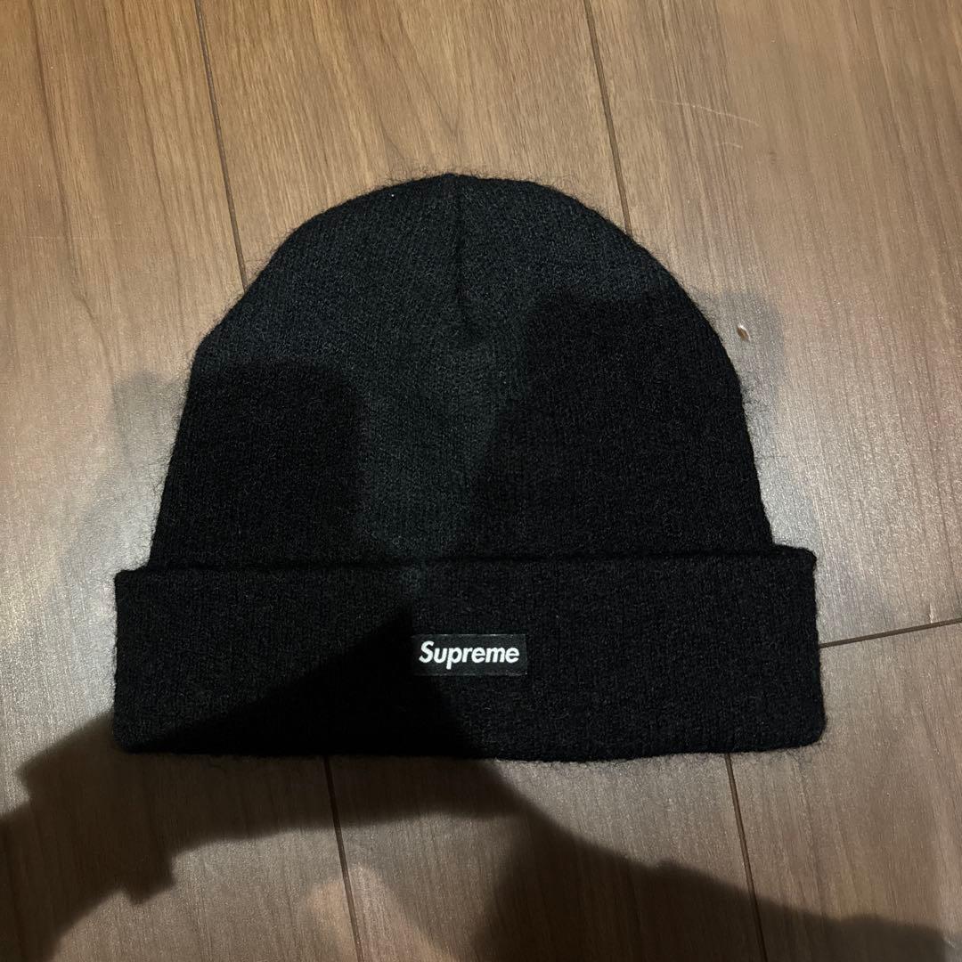 Supreme 黒 ニット帽 モヘア ビーニー 野村周平着用 ミニボックスロゴ Supreme 黒 ニット帽 モヘア ビーニー 野村周平着用 ミニボックスロゴ