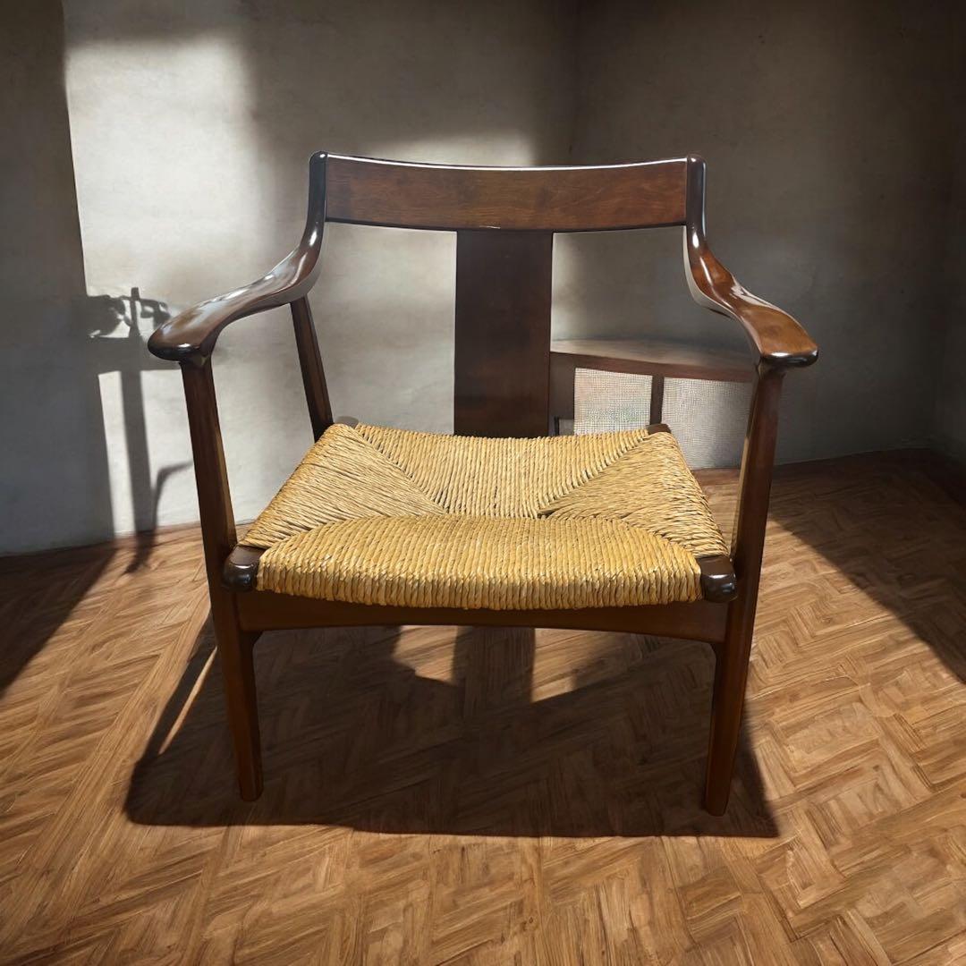 美品 松本民芸 家具 77型 曲肘 ラッシ アーム チェア ② 松本民芸家具 #77型 曲肘イス ラッシ 1人用 【1】 民芸イス 中古