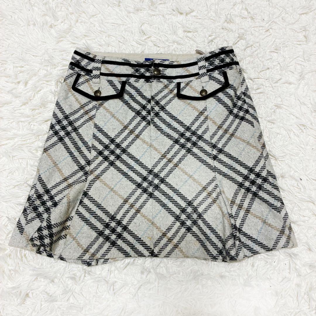 バーバリーブルーレーベル ミニスカート Sサイズ メガチェック グレー