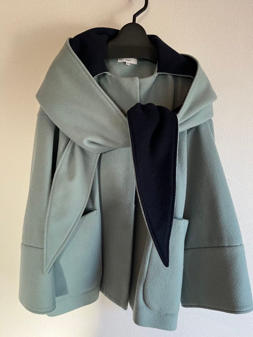 yori ヨリ フードリボンショートコート サイズ36 - メルカリ