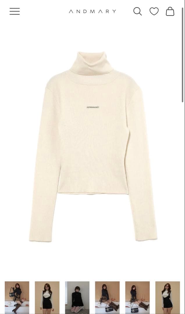 andmary Mary turtle knit tops ivory - メルカリ