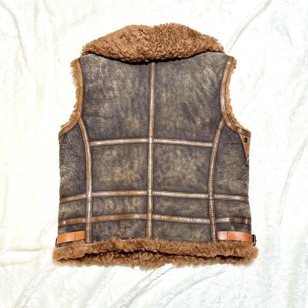 希少 美品 RALPH LAUREN XL ラム レザー ベスト ラルフローレン - メルカリ