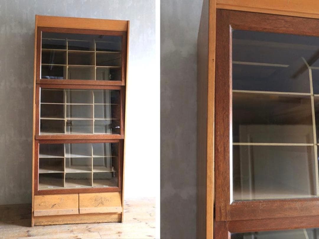 GMW様専用)イギリスアンティーク木製27杯シャツキャビネット/食器棚