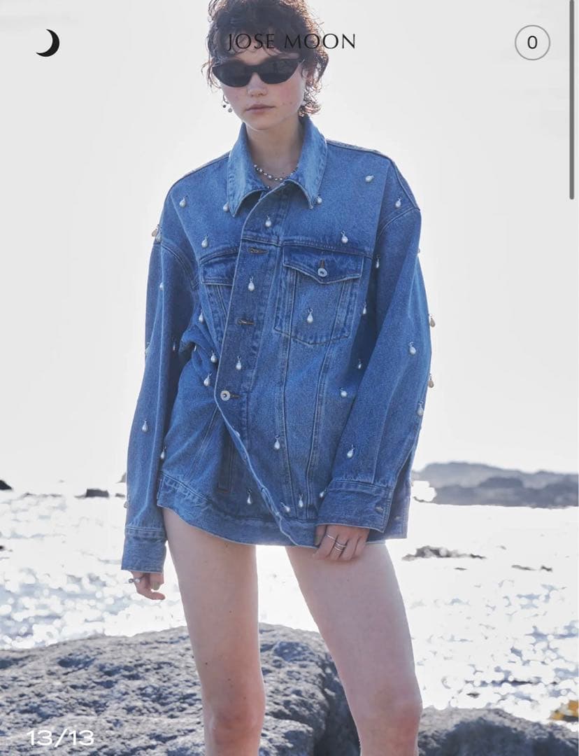 JOSE MOON オーバーデニムジャケットwith パール - メルカリ