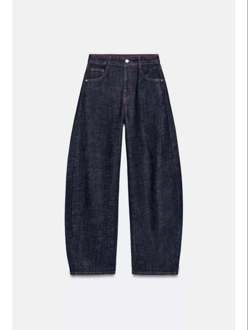 ZARA ハイウエストバレルフィットデニムパンツ バレルフィットデニム