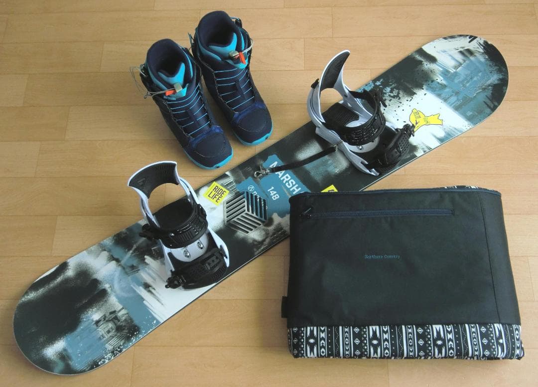 □□送料無料□nature□メンズスノボセット□板148靴25.5□WAX済