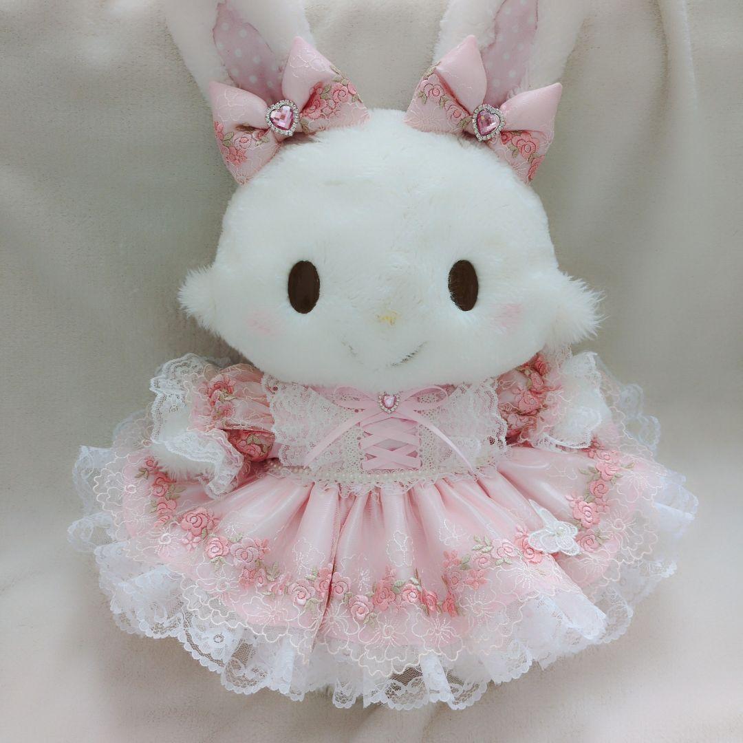 ウィッシュミーメルコスチューム　メルメルドール　小薔薇のピンク系コス 1476 945ウィッシュミーメルコスチューム♡メルメルドール♡蝶々刺繍花がら