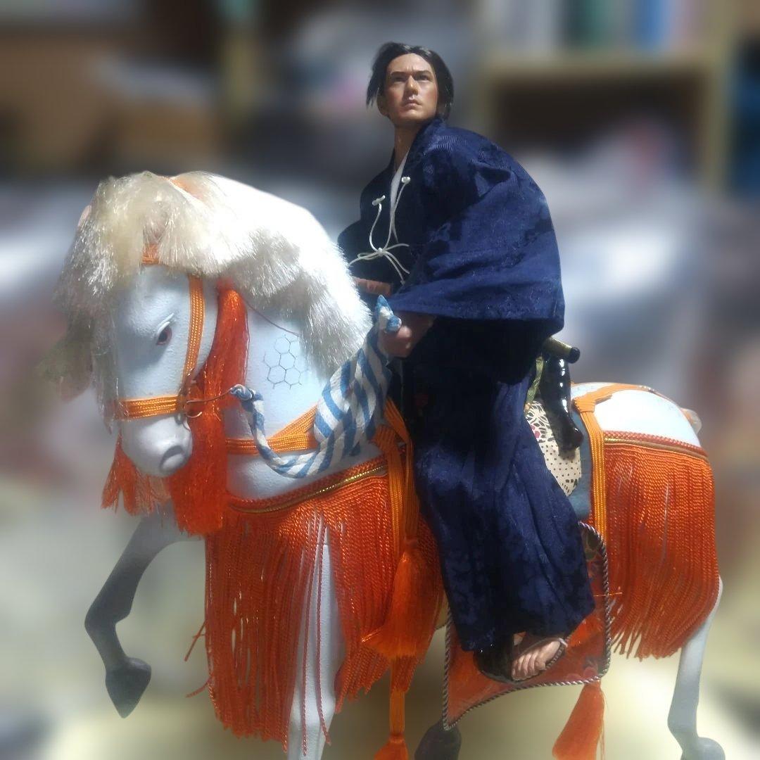 値下げしました☆織田三郎信長騎馬アクションフィギュア紺色直垂衣装