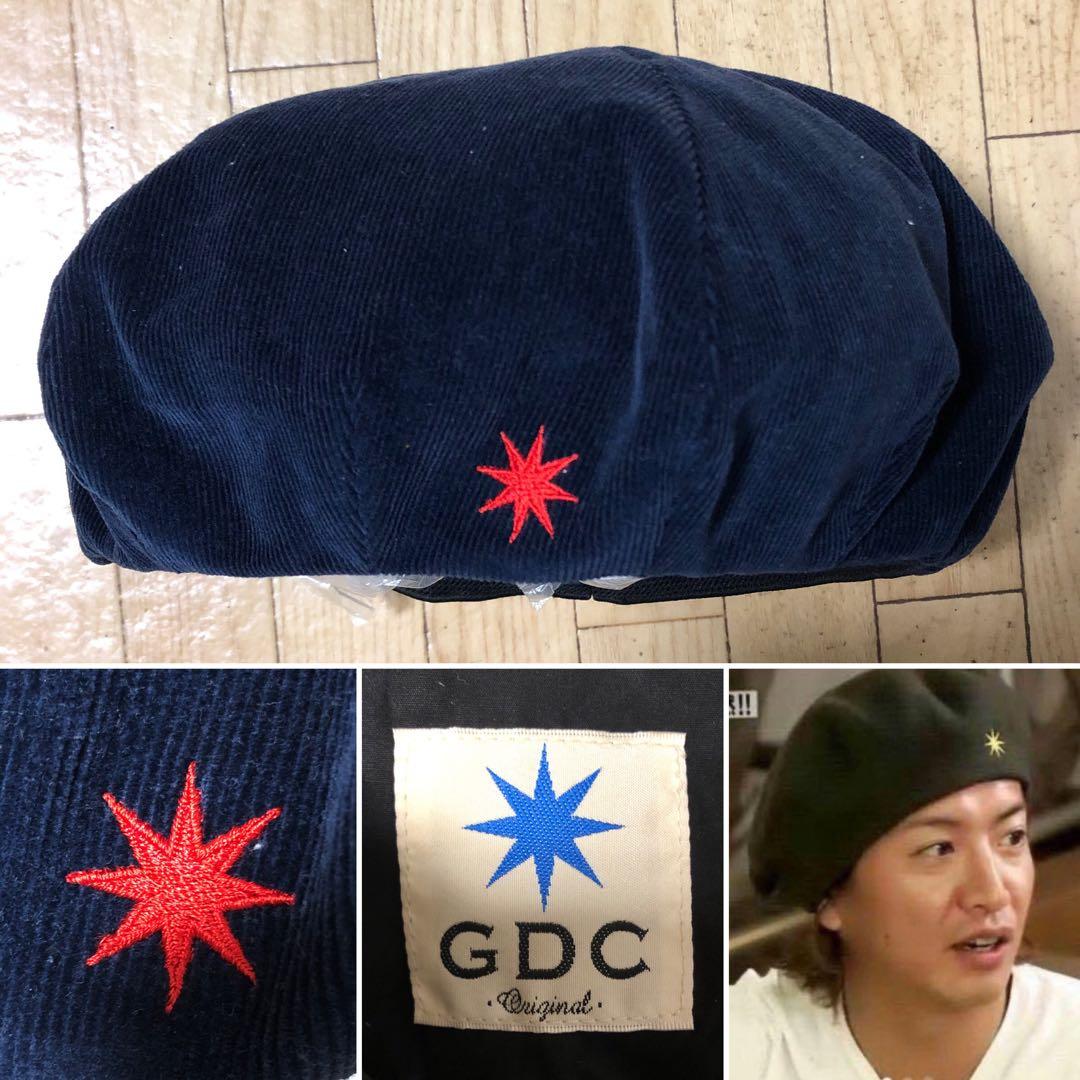 日本製 GDC 刺繍ロゴ コーデュロイ ベレー帽 ネイビー キムタク 降谷