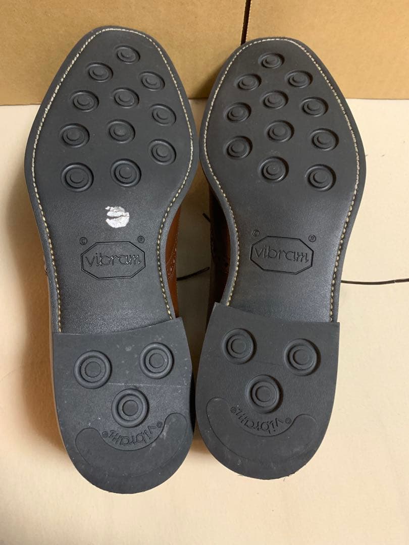 浅草靴誂ブラウン 外羽根式 ブローグウィングチップ 7.5(25.5cm)