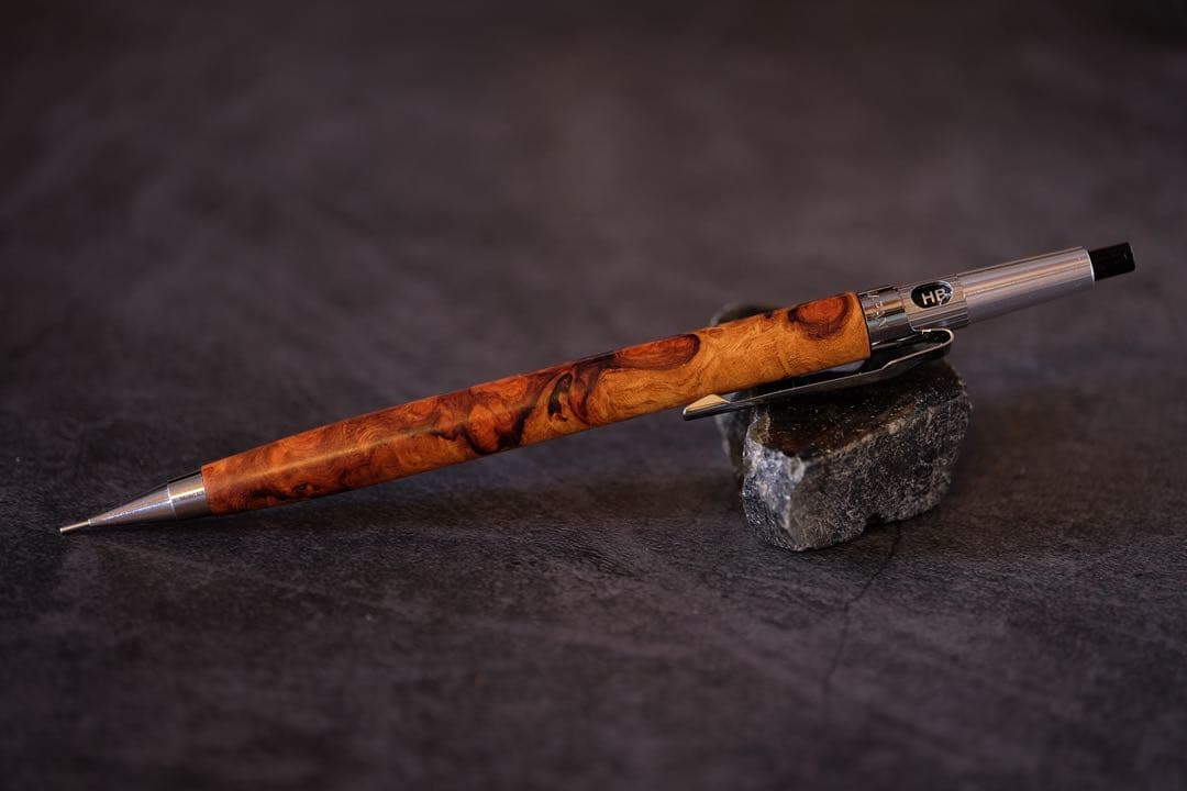 高村杢工房 製図用シャープペンシル PG5木軸カスタム0089 花梨瘤紅白