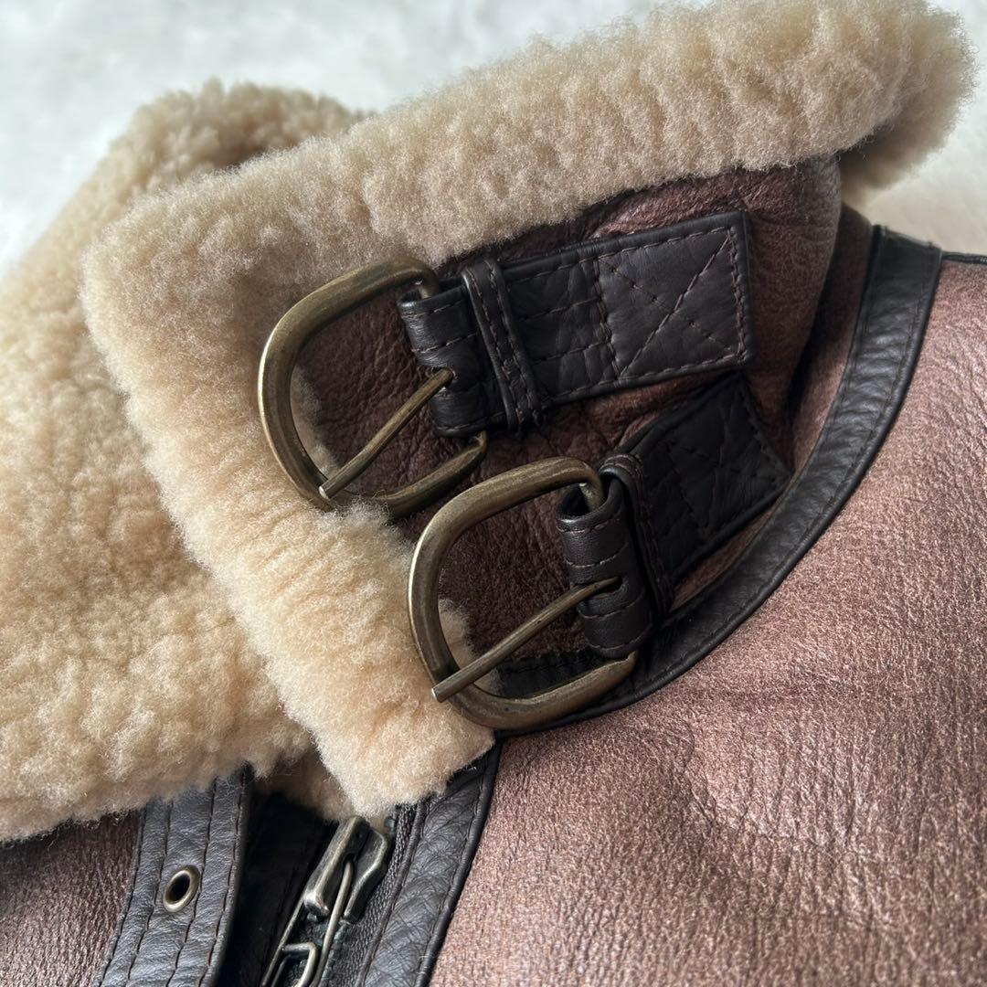 極暖✨B-3 ムートン フライトジャケット L 羊革 シープスキン 肉厚 茶