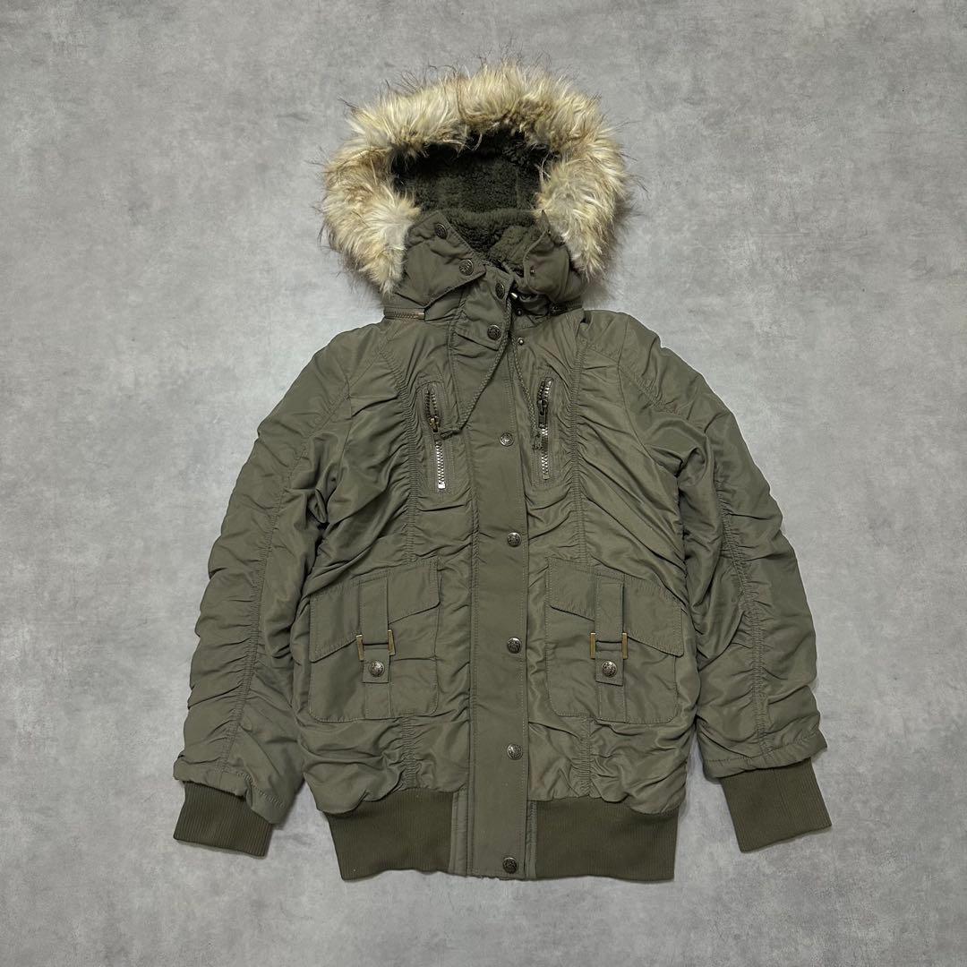 平成ギャル y2k フード ファー付きミニタリーモッズコート フェアリー