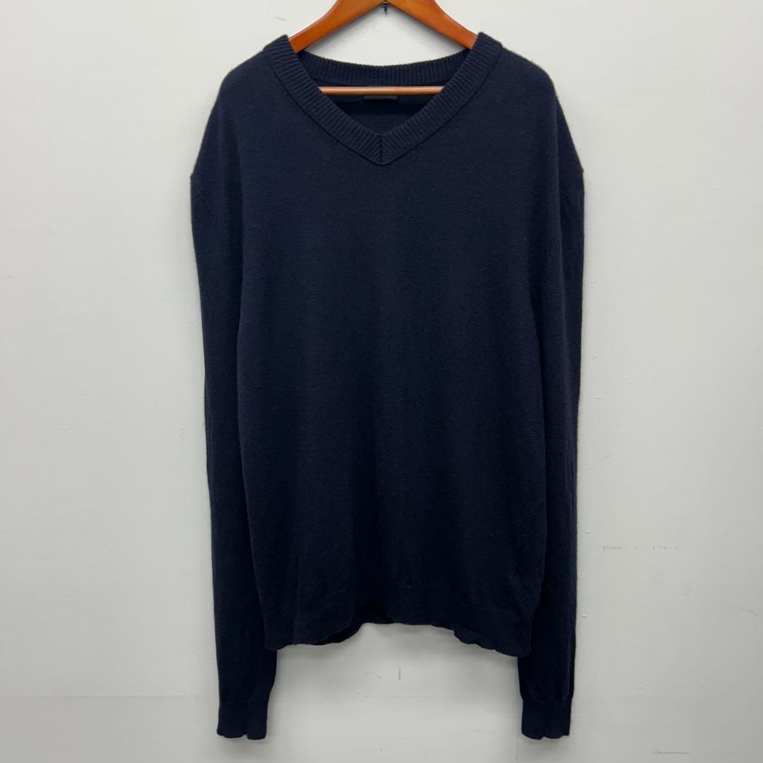 JIL SANDER イタリア製 ウールカシミヤ Vネックニット 50 紺色 - メルカリ