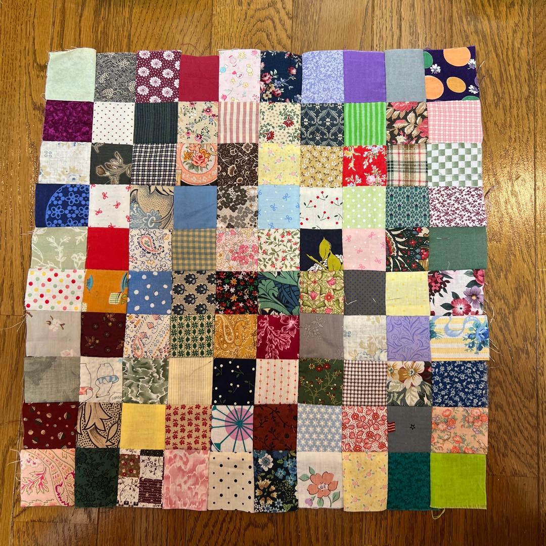 ハンドメイド パッチワーク キルトトップ 四角繋ぎ② ランダム 100枚
