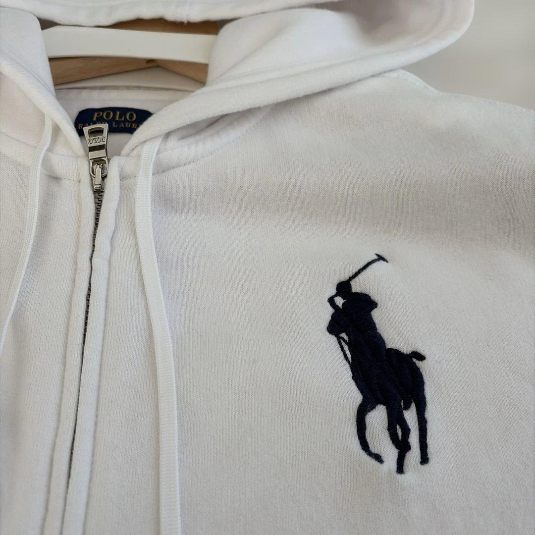 Polo Ralph Lauren 裏起毛パーカー白 ビックポニー刺繍Lサイズ - メルカリ