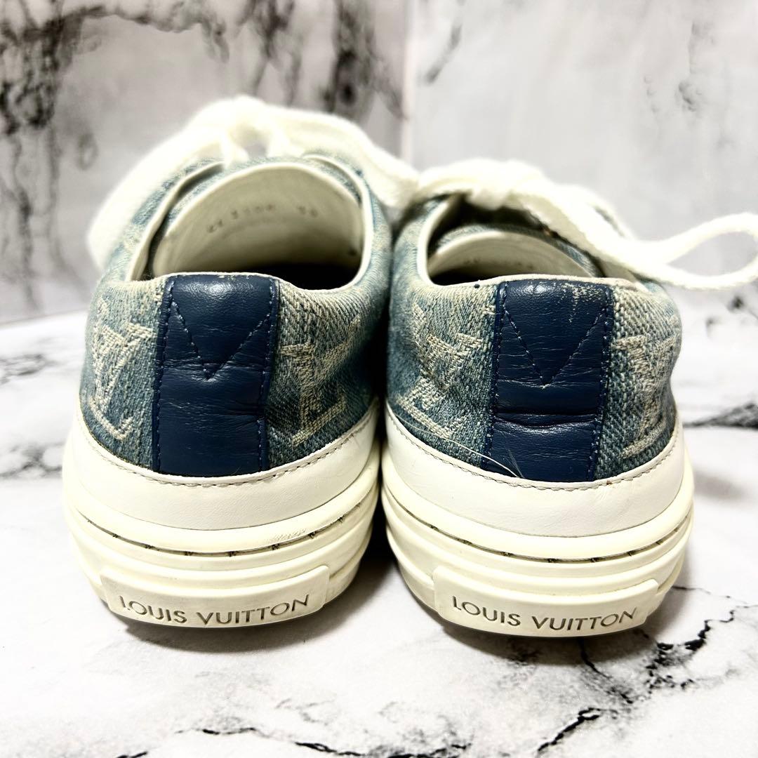 ルイヴィトン デニムスニーカー モノグラム 青 22.5cm 保存袋付き