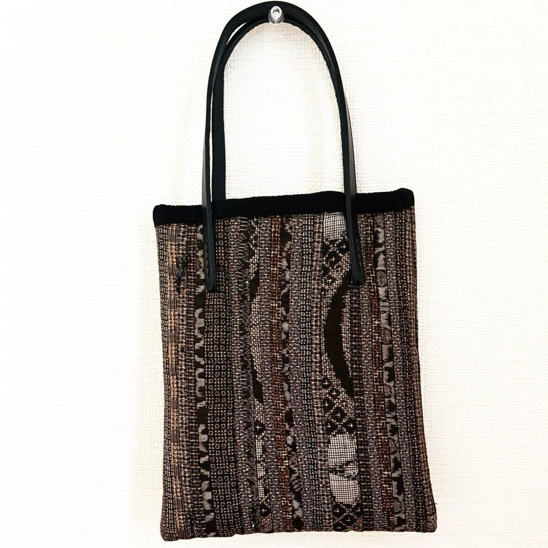 大島紬 山葡萄籠 お好きな方に 着物リメイクプチバック 正絹縮緬裏地