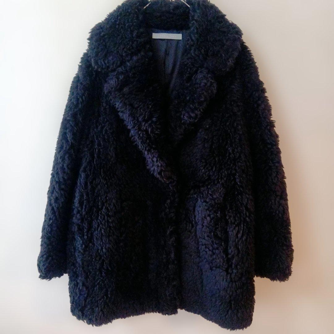 セオリーリュクス theory luxe テディベア ボアコート 黒 38 - メルカリ