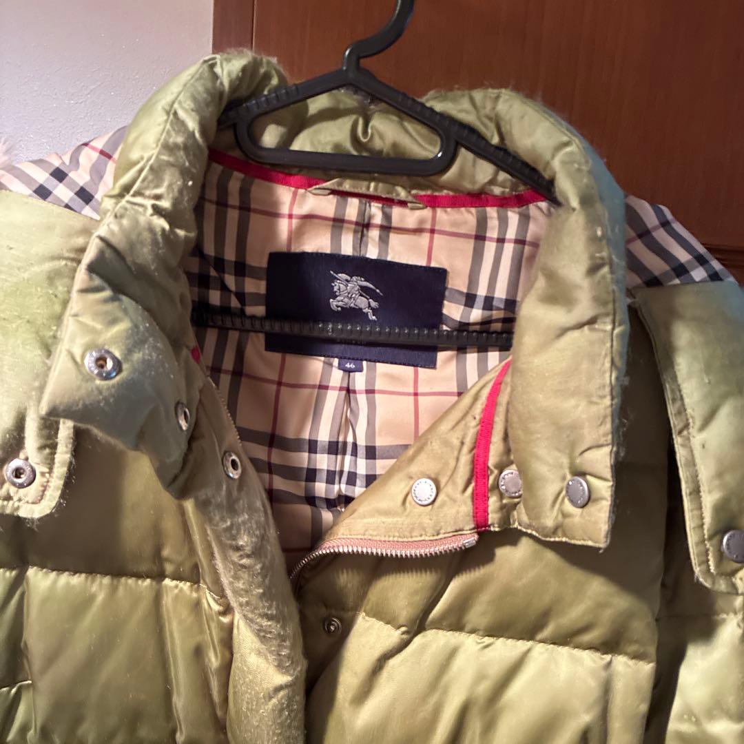 バーバリーロンドン ダウンコート 46 カーキ ゴールド フォックス