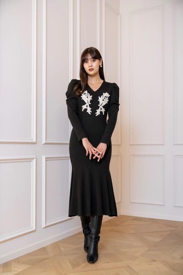 Her lip to】Lily Lace Knit Midi Dress - メルカリ