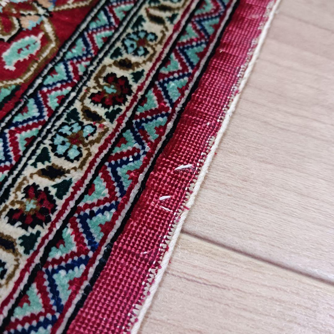 Y3261 高級ペルシャ絨毯 クム産 シルク100% 手織り 工房サイン