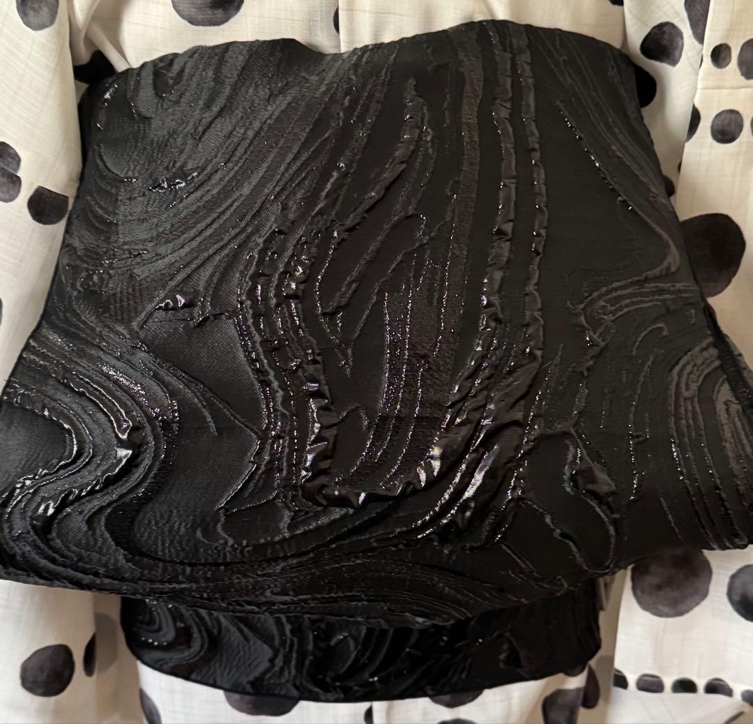 大人兵児帯【漆黒】【チョコメタル】のセット 兵児帯｜花尽くし 黒