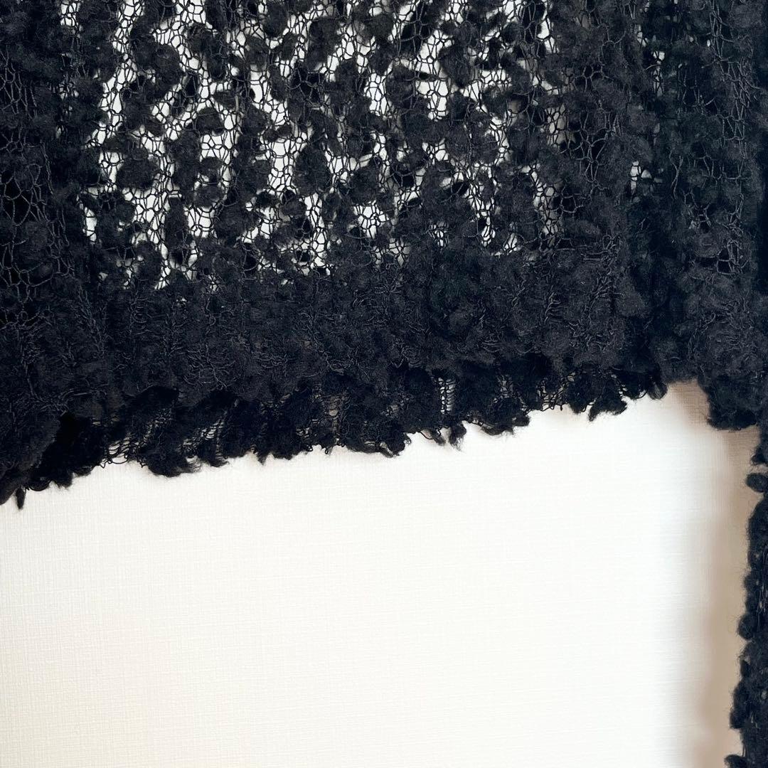 Cygne シーニュ ポップコーン透けニット Samuel 長袖 ブラック