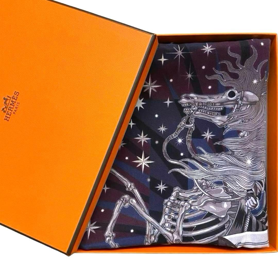希少 美品 エルメス スカーフ カレ70 セラフェット 野村大輔 スカル
