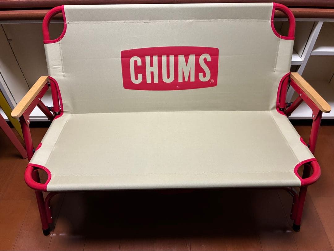 CHUMS 折りたたみアウトドアチェア ベージュ/レッド チャムス（CHUMS） 椅子 チェア キャンプ 折りたたみ コンパクトチェア